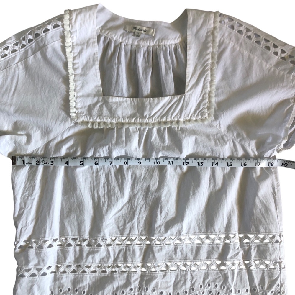 Madewell Angelica White Scallop Hem Women’s Blouse Size Small - Picture 5 of 7